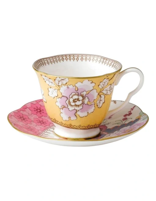 Wedgwood Butterfly Bloom Teacup & Saucer Set Yellow -Homeware Haven Shop