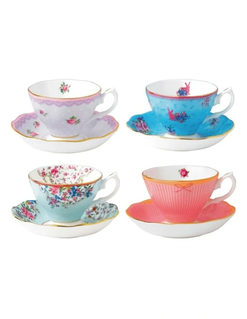 Candy Set Of 4 Teacups & Saucers -Homeware Haven Shop