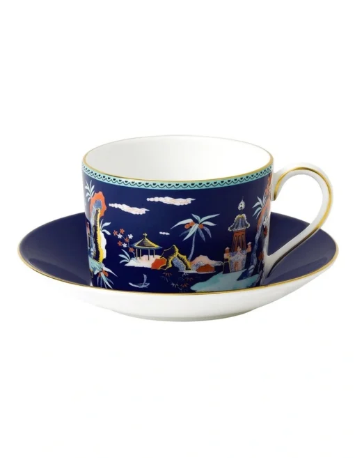 Wedgwood Wonderlust Pagoda Teacup & Saucer Dark Blue -Homeware Haven Shop