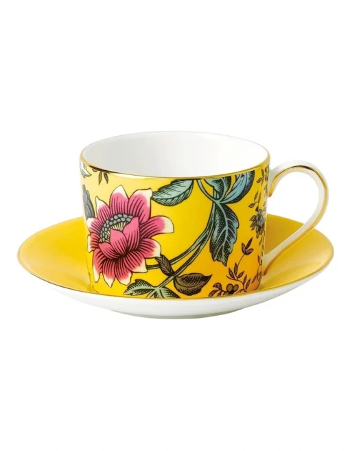 Wedgwood Wonderlust Tonquin Teacup Saucer Yellow -Homeware Haven Shop