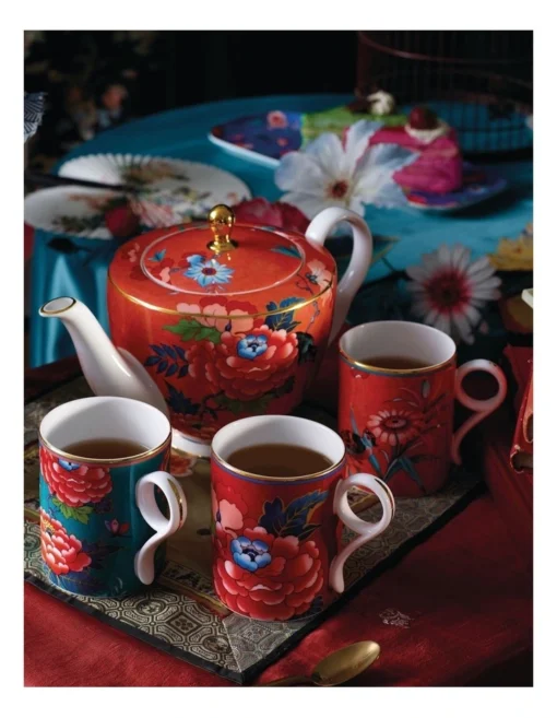 Wedgwood Paeonia Blush Teapot, Creamer And Sugar -Homeware Haven Shop