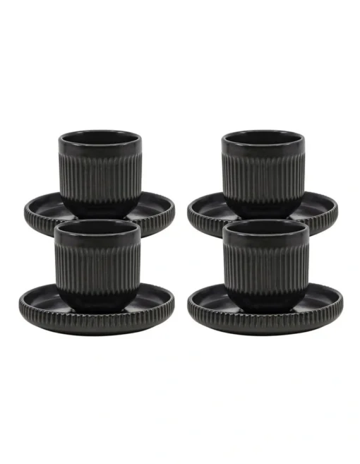 BRAE 4pc Espresso Cup And Saucer Set Black -Homeware Haven Shop