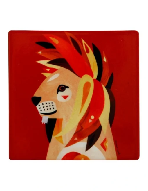 Maxwell & Williams Pete Cromer Wildlife Ceramic 9.5cm Lion Square Coaster -Homeware Haven Shop