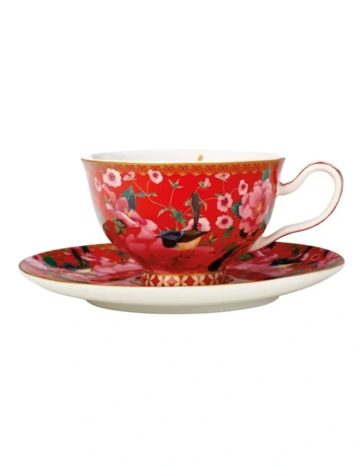 Maxwell & Williams Teas & C's Silk Road 200ml Gift Boxed Footed Cup & Saucer Set Red -Homeware Haven Shop