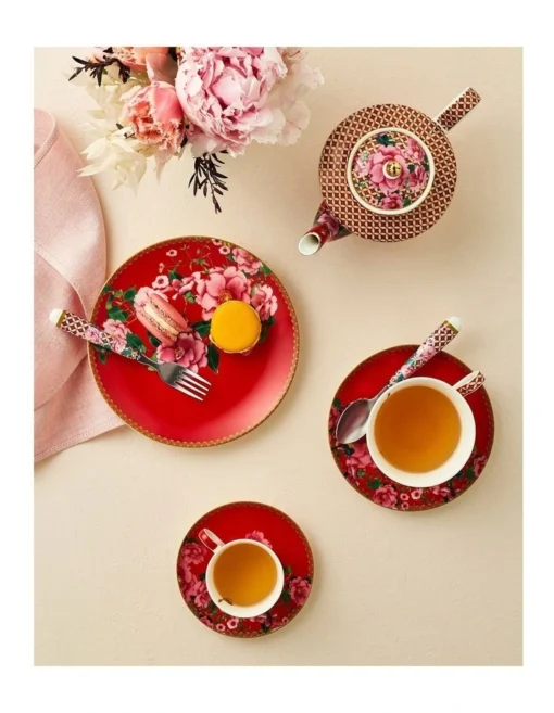 Maxwell & Williams Teas & C's Silk Road 200ml Gift Boxed Footed Cup & Saucer Set Red -Homeware Haven Shop