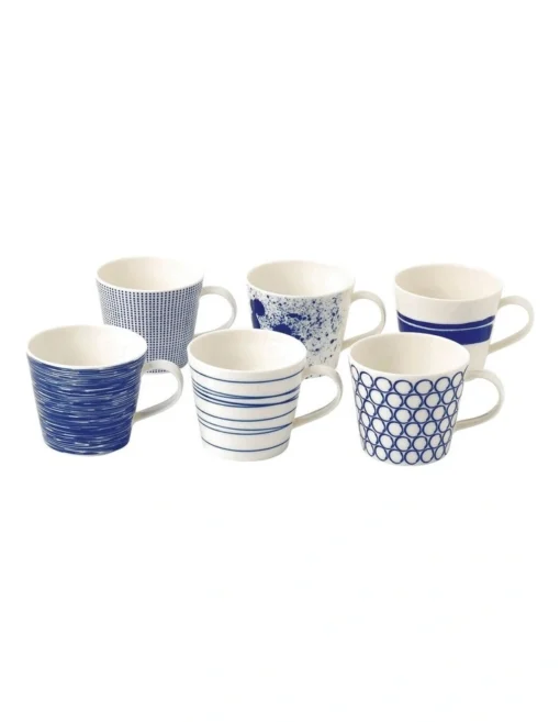 Royal Doulton Pacific 400ml Set Of 6 Mixed Mugs Multicolour Blues -Homeware Haven Shop