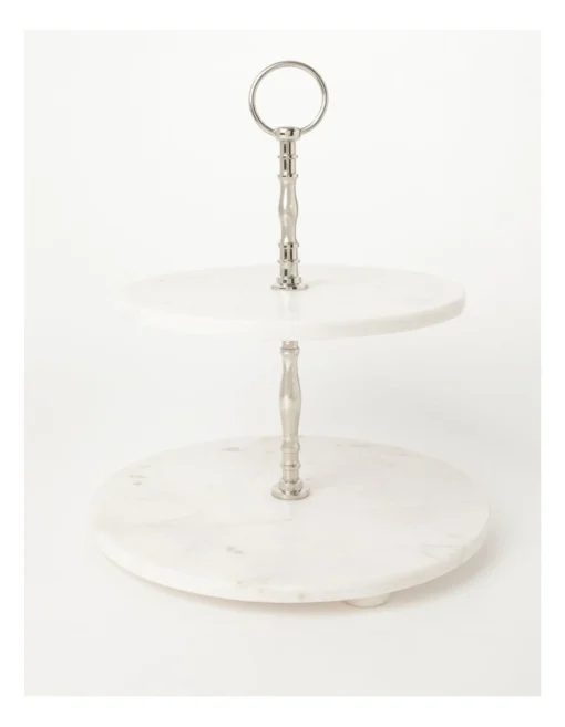 Heritage Marble 30cm 2 Tier Cake Plate -Homeware Haven Shop