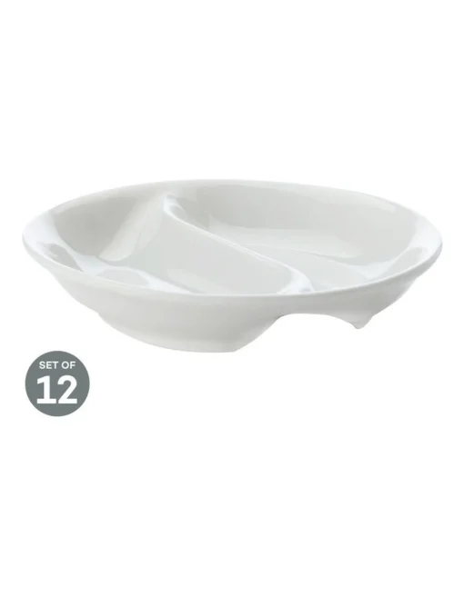 Maxwell & Williams White Basics Round Divided Sauce 10cm Set Of 12 -Homeware Haven Shop