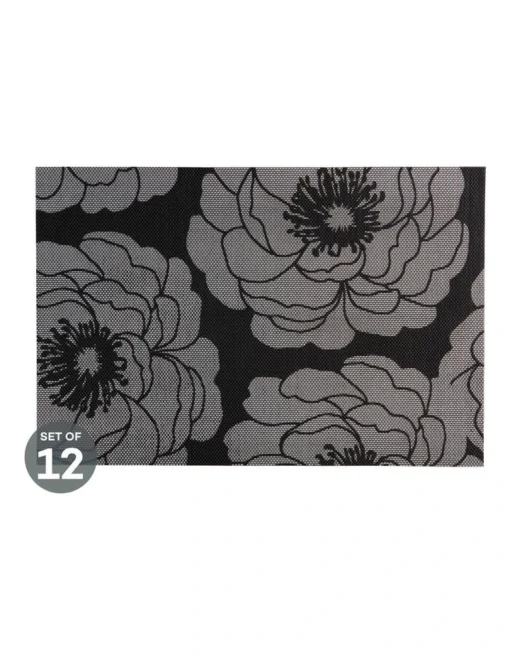 Maxwell & Williams Placemat Camellia 45x30cm Silver Set Of 12 -Homeware Haven Shop