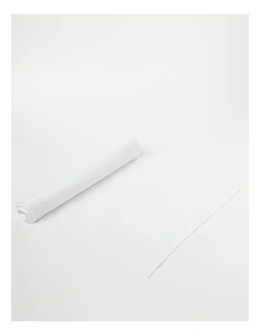 Heritage Elizabeth Hemstitch Table Runner In White -Homeware Haven Shop