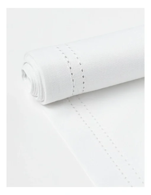 Heritage Elizabeth Hemstitch Table Runner In White -Homeware Haven Shop