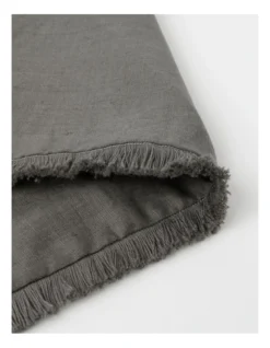 Fringed Linen Placemat Dark Stone -Homeware Haven Shop 804349810 3 720x928