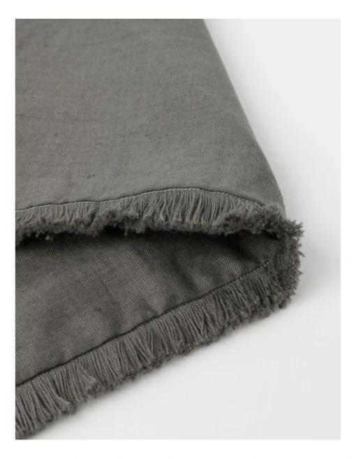Fringed Linen Placemat Dark Stone -Homeware Haven Shop