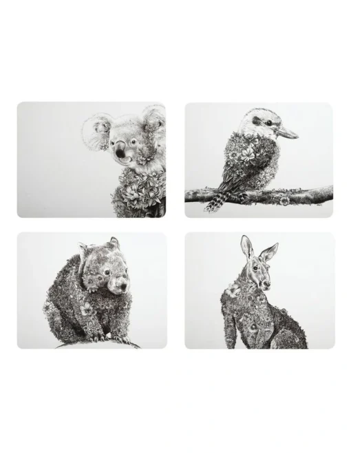 Maxwell & Williams Marini Ferlazzo Animals Of Australia 34x26.5cm Set Of 4 Gift Boxed Cork Back Placemat -Homeware Haven Shop