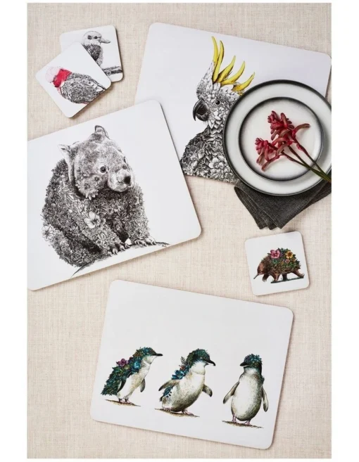 Maxwell & Williams Marini Ferlazzo Animals Of Australia 34x26.5cm Set Of 4 Gift Boxed Cork Back Placemat -Homeware Haven Shop