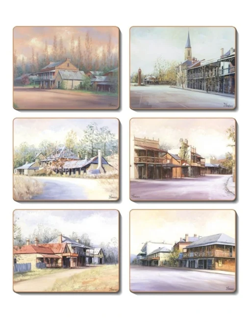 Country Towns Set Of 6 Coasters -Homeware Haven Shop