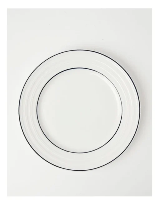 Heritage Ribbed 12pc Dinner Set With Blue Rim -Homeware Haven Shop