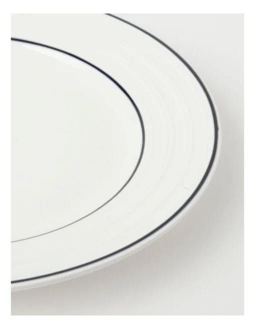 Heritage Ribbed 12pc Dinner Set With Blue Rim -Homeware Haven Shop