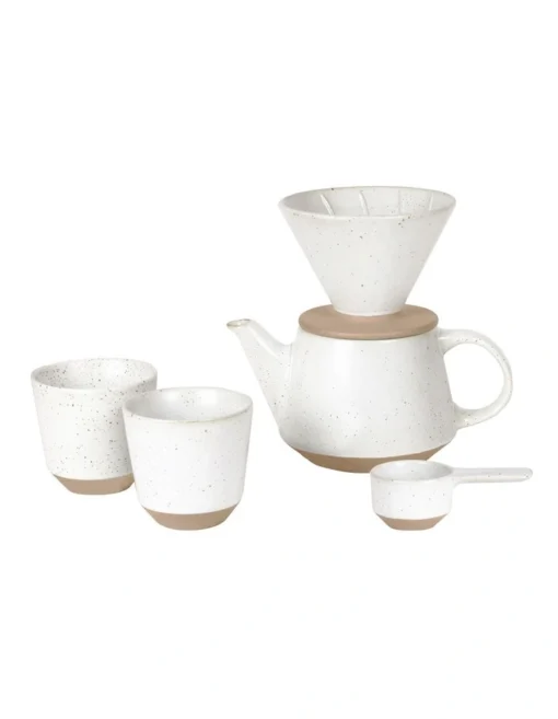 Robert Gordon Ritual Collection Coffee Set Speckled White With Raw Speckled Clay -Homeware Haven Shop