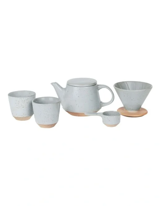 Robert Gordon Ritual Collection Coffee Set Matt Grey Blue With Raw Speckled Clay -Homeware Haven Shop