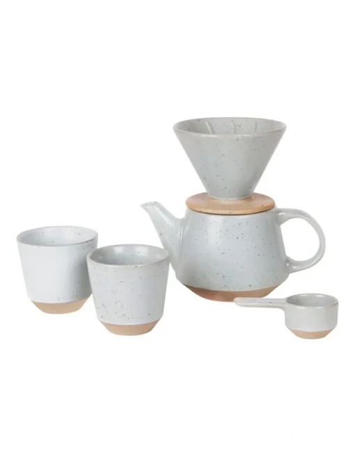 Robert Gordon Ritual Collection Coffee Set Matt Grey Blue With Raw Speckled Clay -Homeware Haven Shop