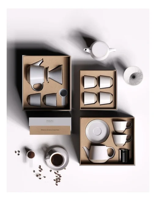 Robert Gordon Ritual Collection Coffee Set Matt Grey Blue With Raw Speckled Clay -Homeware Haven Shop