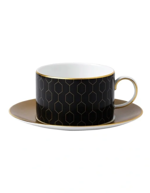 Wedgwood Gio Gold Teacup & Saucer Honeycomb -Homeware Haven Shop