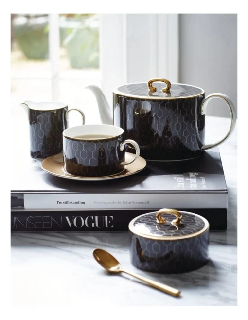 Wedgwood Gio Gold Teacup & Saucer Honeycomb -Homeware Haven Shop