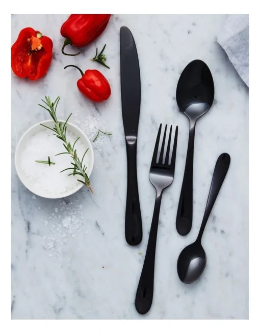 Albany 24 Piece Cutlery Set In Onyx -Homeware Haven Shop
