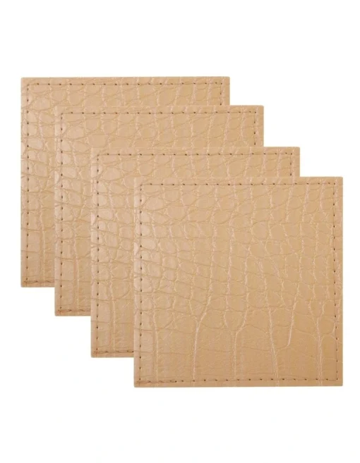 Maxwell & Williams Table Accents Leather Look Alligator Coaster Set Of 4 Tan -Homeware Haven Shop