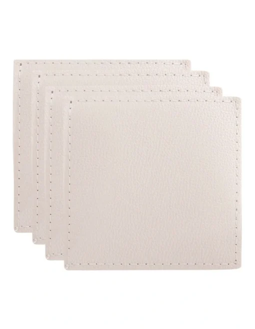 Maxwell & Williams Table Accents Leather Look Cowhide Coaster Set Of 4 In Ivory -Homeware Haven Shop