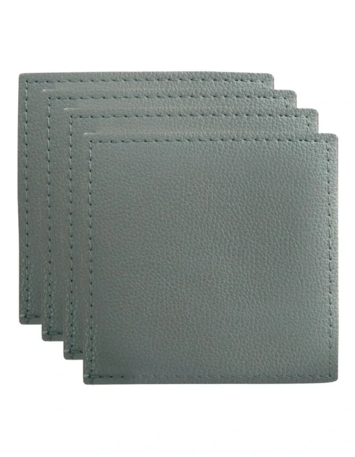 Maxwell & Williams Table Accents Leather Look Cowhide Coaster Set Of 4 In Grey -Homeware Haven Shop