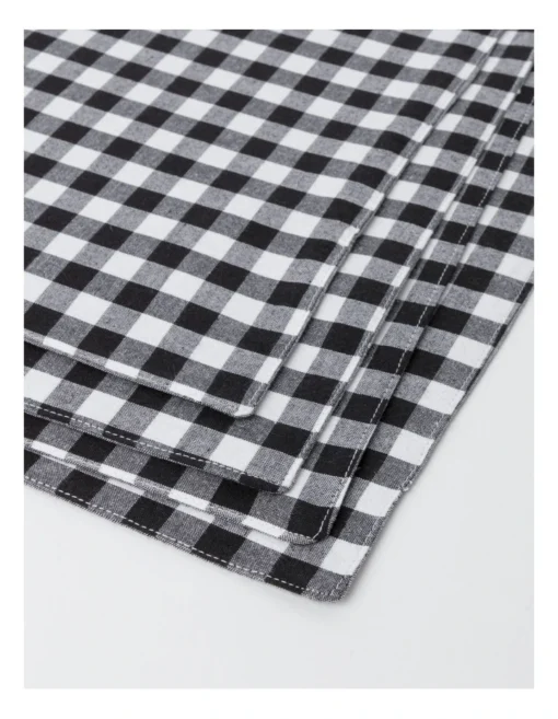 Heritage Gingham Placemat Set Of 4 In Black -Homeware Haven Shop
