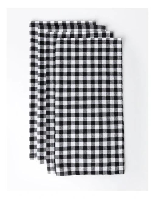 Heritage Gingham Napkin Set Of 4 In Black -Homeware Haven Shop