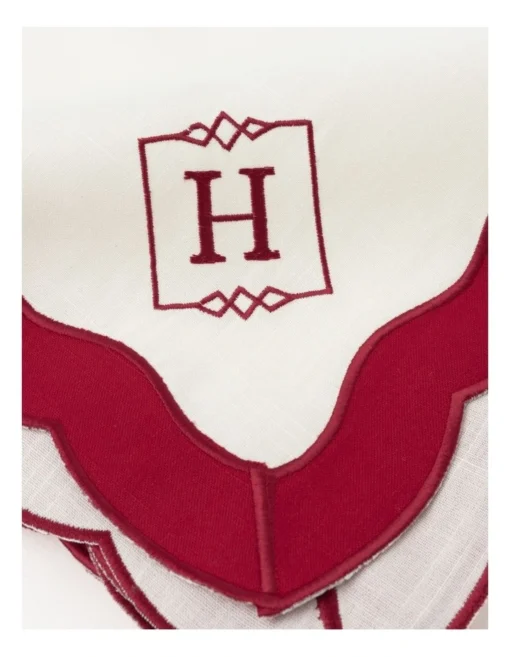 Heritage Florence Scalloped Edge Tablecloth In Red And White -Homeware Haven Shop