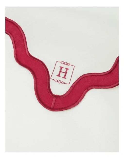 Heritage Florence Scalloped Edge Napkins Set Of 4 In Red And White -Homeware Haven Shop