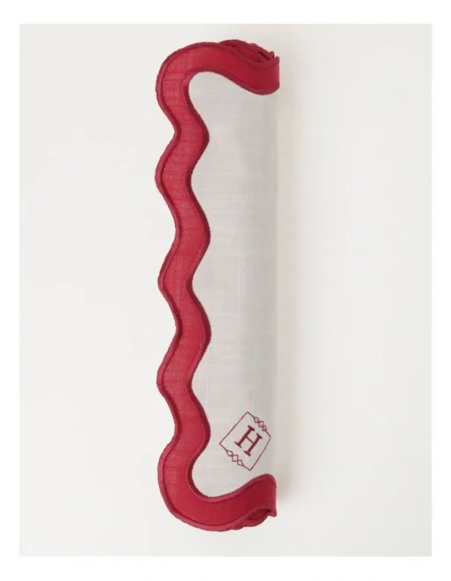 Heritage Florence Scalloped Edge Table Runner In Red And White -Homeware Haven Shop