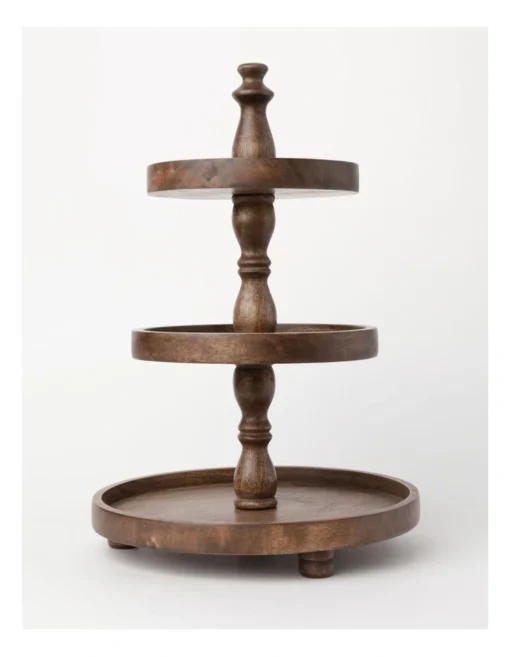 Heritage Wooden 3-Tier Stand 30x46cm In Walnut -Homeware Haven Shop