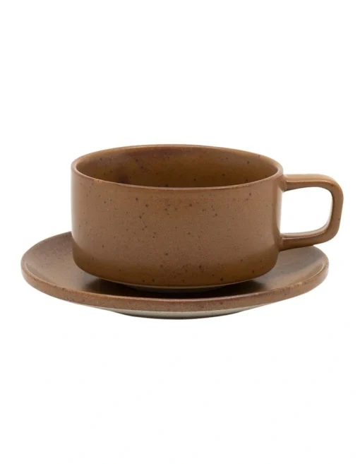 Claro Tea Cup & Saucer 230ml/14cm Rust -Homeware Haven Shop