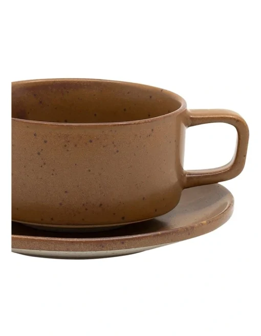 Claro Tea Cup & Saucer 230ml/14cm Rust -Homeware Haven Shop