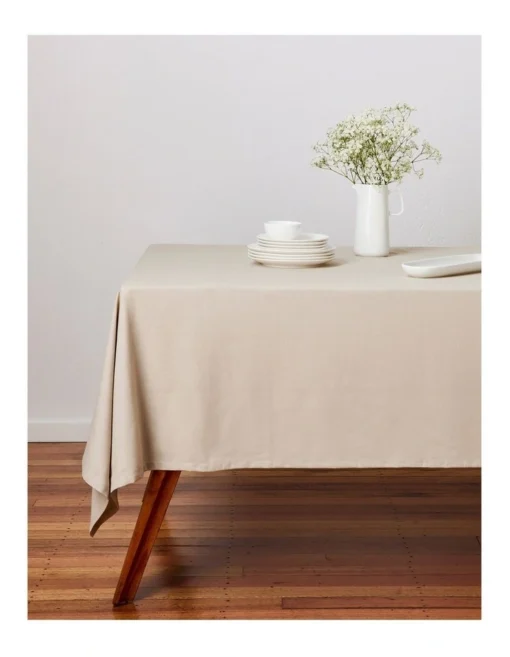 Maxwell & Williams Cotton Classics Rectangular Tablecloth 300x150cm Pebble -Homeware Haven Shop