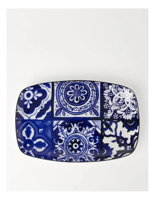 Heritage Mosaic Tile Serving Platter Rectangular In Blue -Homeware Haven Shop