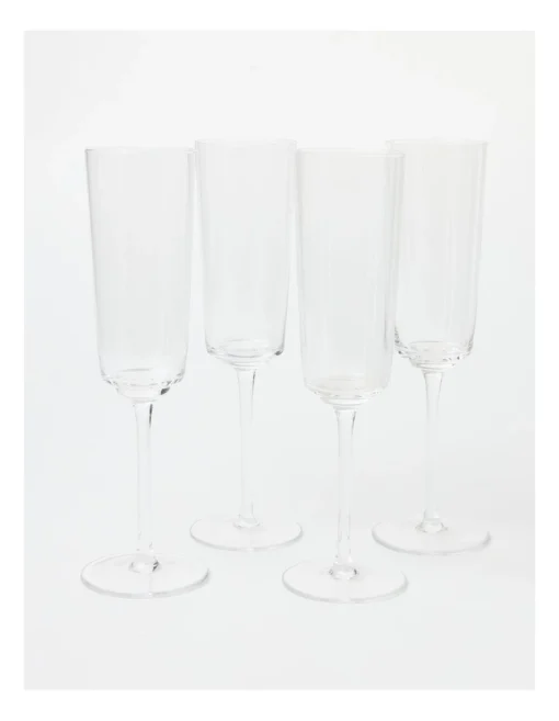 Staggered Champagne Glass Set Of 4 -Homeware Haven Shop