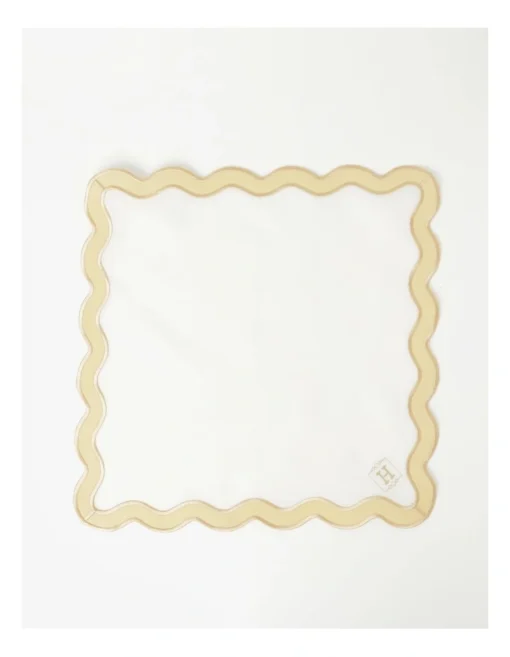 Heritage Florence Scalloped Edge Napkins Set Of 4 With Gold Rim -Homeware Haven Shop