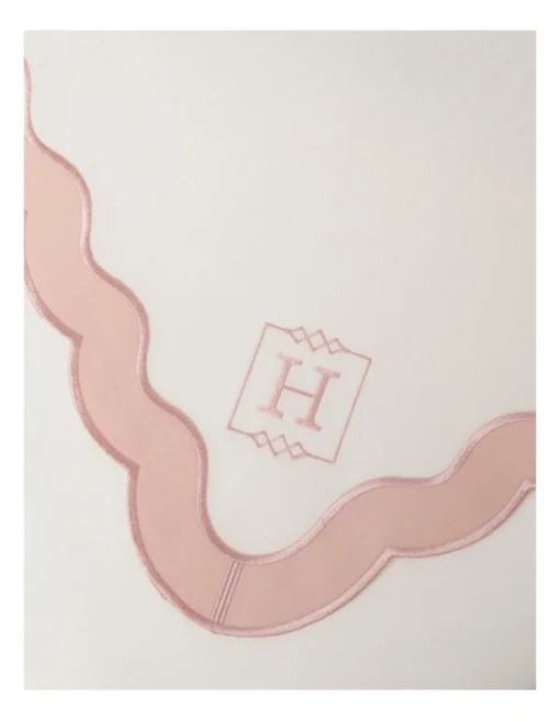 Heritage Florence Scalloped Edge Tablecloth In Pink/White -Homeware Haven Shop