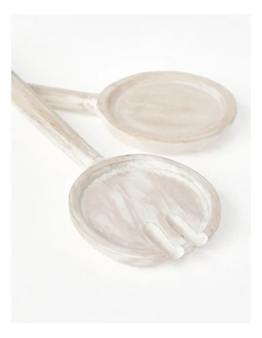 Nordic White Washed Salad Servers Set -Homeware Haven Shop