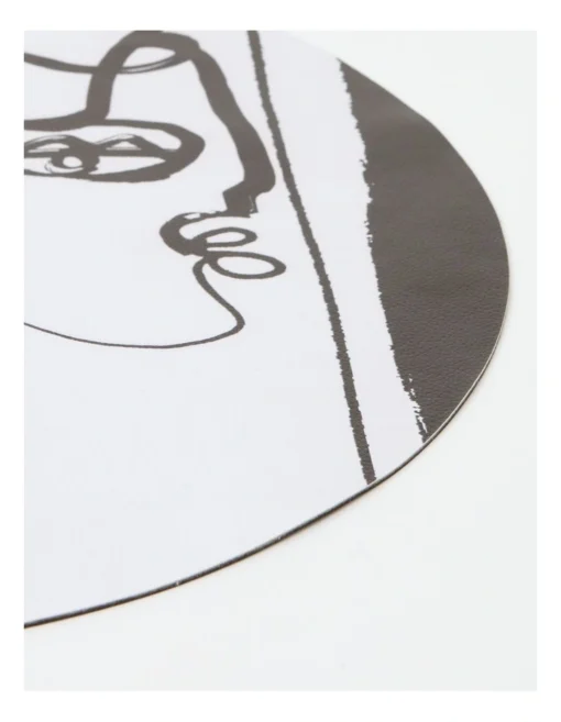 Leather Look Placemat Faces In Black And White Round -Homeware Haven Shop