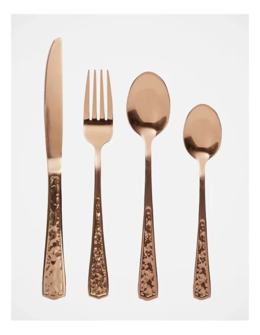 Heritage Maria Embossed Cutlery Set 24pc In Rose Gold -Homeware Haven Shop