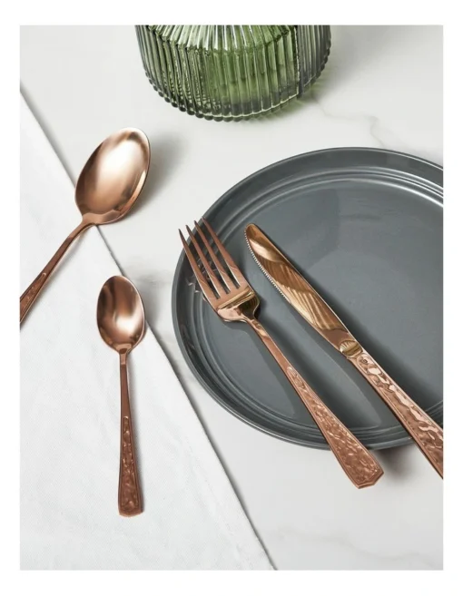 Heritage Maria Embossed Cutlery Set 24pc In Rose Gold -Homeware Haven Shop