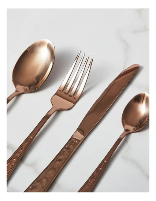 Heritage Maria Embossed Cutlery Set 24pc In Rose Gold -Homeware Haven Shop